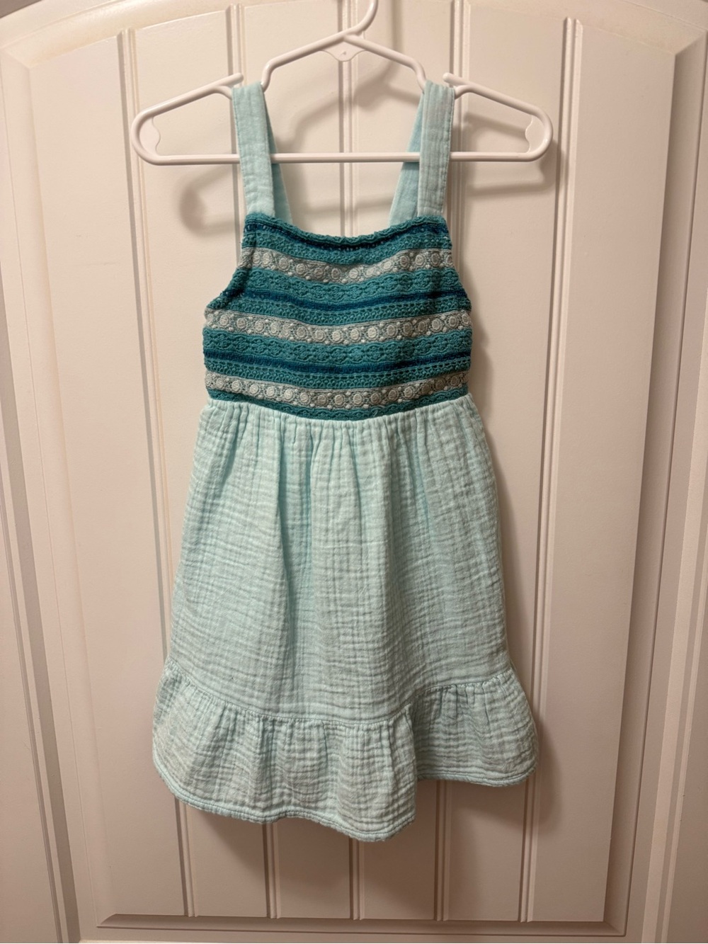 Cat & Jack Light Aqua Sundress with Teal Crochet Bodice